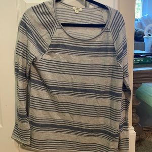 Long sleeve grey and blue striped sweater